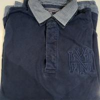 polo Tommy Hilfinger blu con inserti in jeans tagl