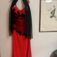 Abito elegante in georgette corallo taglia 44-46