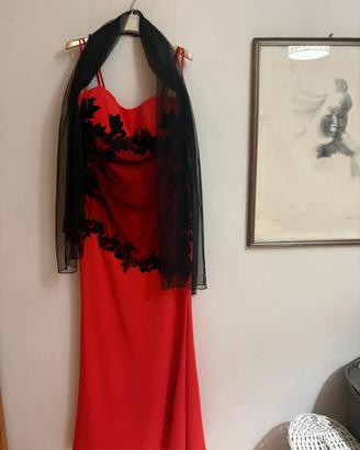 Abito elegante in georgette corallo taglia 44-46