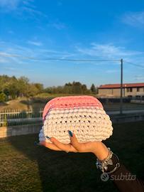 Clutch Bag - Borsa all’uncinetto Bianca e Rosa