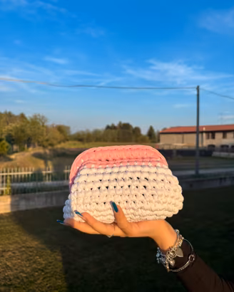 Clutch Bag - Borsa all’uncinetto Bianca e Rosa