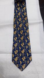 Hermes "Koala Blu-gialla" cravatta seta uomo