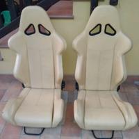 Sedili sportivi regolabili OMP Comfort pelle Beige