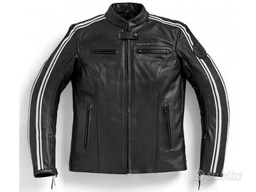 GIACCA PELLE MOTO TWIN STRIPES DONNA TG XS