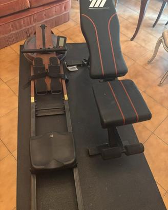 vogatore pieghevole + panca e pesi