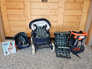 Carrozzina, passeggino e ovetto + marsupio e zaino