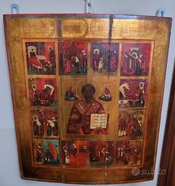 Antica icona russa raffigurante San Nicola