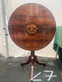 Tavolo a vela antico in palissandro intarsiato