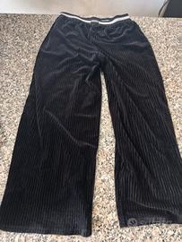 pantaloni Shine neri palazzo gamba larga velluto