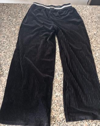 pantaloni Shine neri palazzo gamba larga velluto