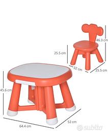 Tavolo e 2 sedie per bambini