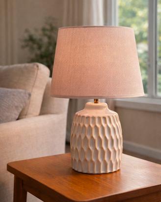 Lampada da tavolo in ceramica beige 22×22×36 cm