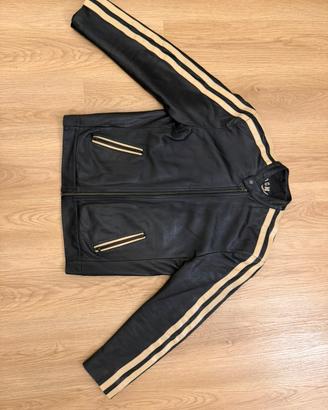 Giacca in vera pelle nera Kocman ‘Racing’