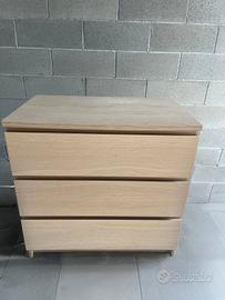 Cassettiera 3 cassetti rovere / legno chiaro 