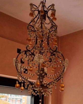 lampadario in vetro colorato