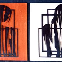 quadro donna su legno,  incisione a laser