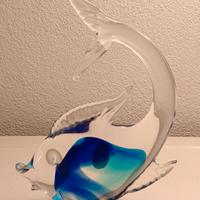 VETRO DI MURANO pesce in vetro artistico blu