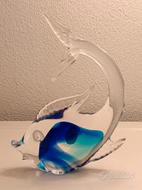 VETRO DI MURANO pesce in vetro artistico blu