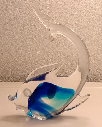 VETRO DI MURANO pesce in vetro artistico blu