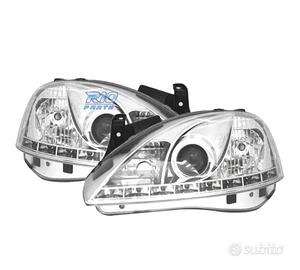 FARI OPEL CORSA C 00-06 LUCE DIURNA A LED FONDO CR