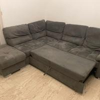 Divano letto con penisola + pouf, molto grande