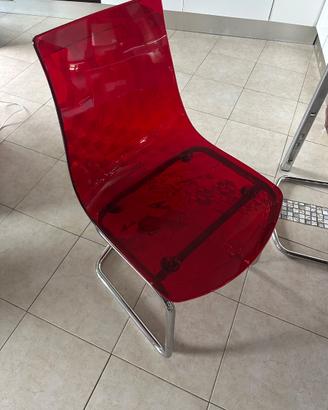 4 sedie rosse Calligaris ice