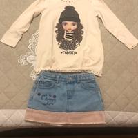 COMPLETO BIMBA maglia TWINSET gonna ZARA TG 2-3ann
