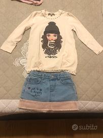 COMPLETO BIMBA maglia TWINSET gonna ZARA TG 2-3ann