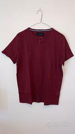 T-shirt Visionary bordeaux scollo a V bottoni L