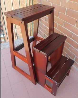 Scaletta Pieghevole 3 Gradini Legno Massiccio