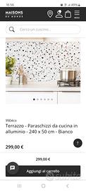 paraschizzi cucina in metallo