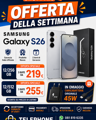 Samsung S26 in 3 rate con klarna ANCHE ONLINE