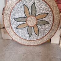 Tavolo in mosaico 90 cm con base in ferro battuto