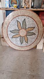 Tavolo in mosaico 90 cm con base in ferro battuto