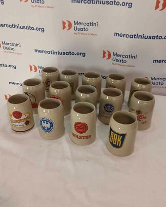 14 Boccali Da Birra Multimarca Ceramica 0,5Lit