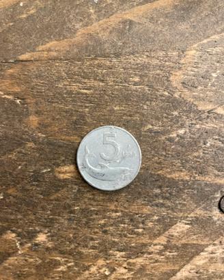 Moneta da 5 lire del 1958