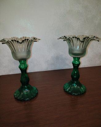 coppia candelabri in vetro