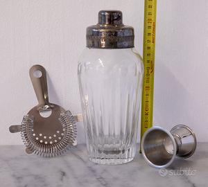 SHAKER DA COCKTAIL VINTAGE IN CRISTALLO E METALLO