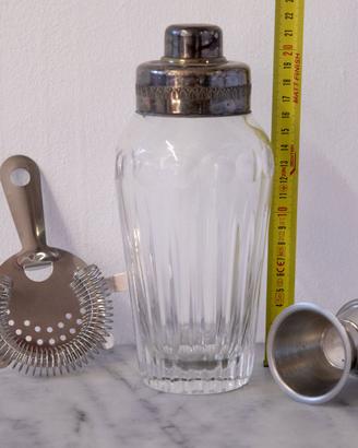 SHAKER DA COCKTAIL VINTAGE IN CRISTALLO E METALLO