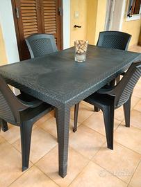 Set tavolo da giardino-esterni  con 4 sedie