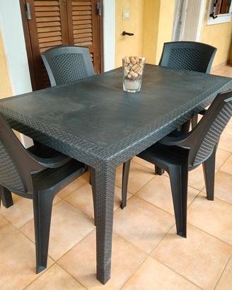 Set tavolo da giardino-esterni  con 4 sedie