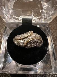 Anello oro 14 carati con brillantini