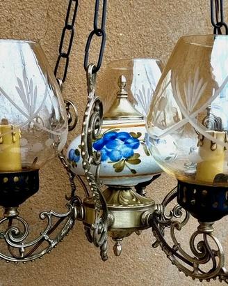 "Sinfonia di Fiori"-Lampadario vintage porcellana