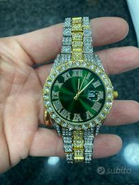 Orologio Bicolore oro/argento con quadrante verde