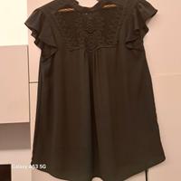CAMICETTA IN CHIFFON NERA MANICHE A SBUFFO -