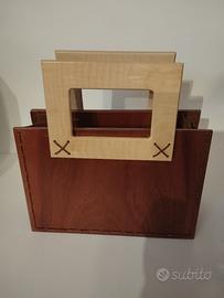 Borsa in legno e pelle