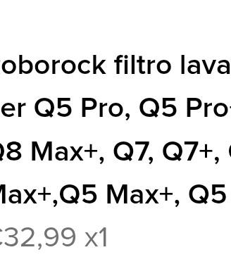 Roborock filtro lavabile x2 pezzi