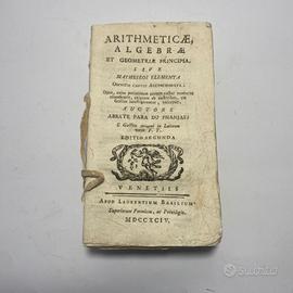 Libro Antico 1794 Aritmetica Algebra Geometria
