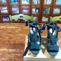 Sandali donna camoscio blu,