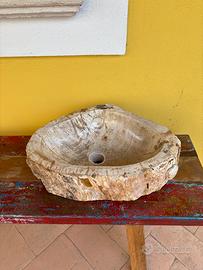 Lavandino marmo legno fossilizzato